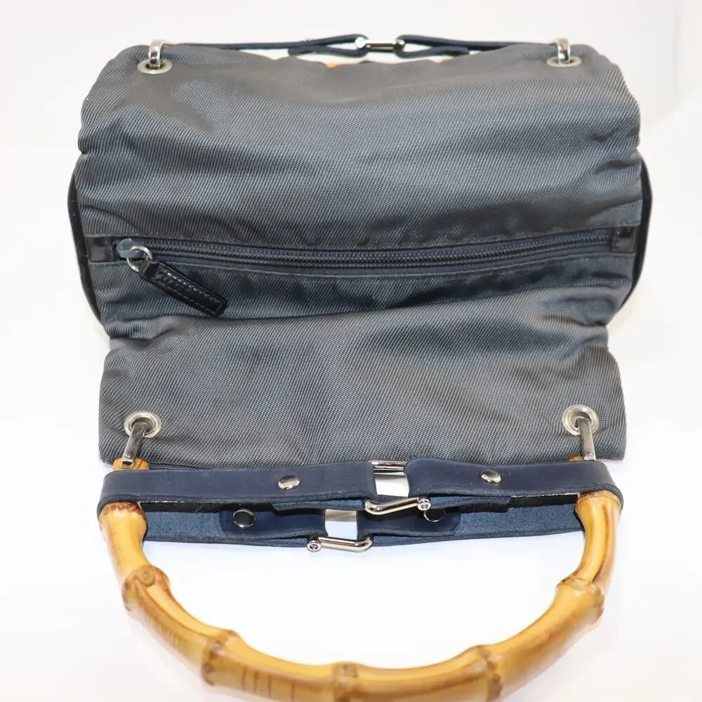 Gucci Black Nylon Bamboo Handle‎ Tote Italy w/ Handle Shapers Included - Picture 3 of 8